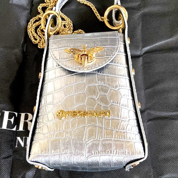 Persaman New York Joanna Croc Embossed Leather Phone Crossbody Bag - Picture 7 of 7